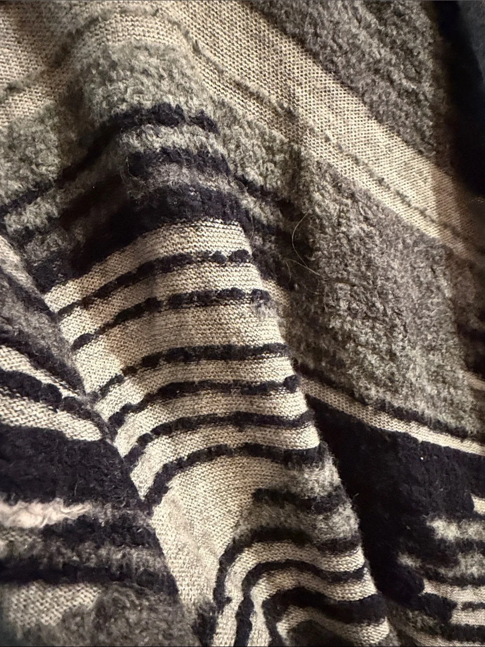 Lucky Brand Aztec design Gray and Navy Striped Open-Front Cardigan